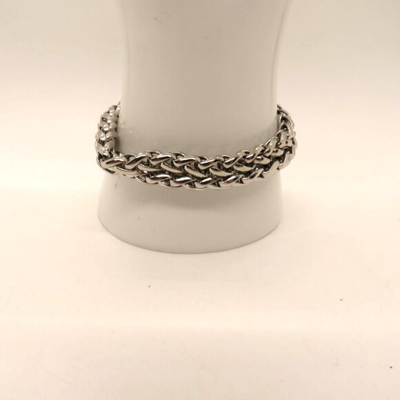 Vintage Bracelet Gold Silver Tone Hook Magnetic Clasp  Woven Chain Design - Picture 3 of 16